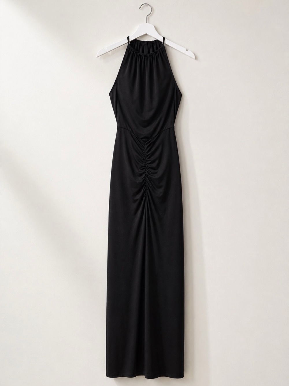 REVOLVE x Michael Costello Addison Halter Ruched Backless Maxi Dress Size L NWT - Picture 2 of 9